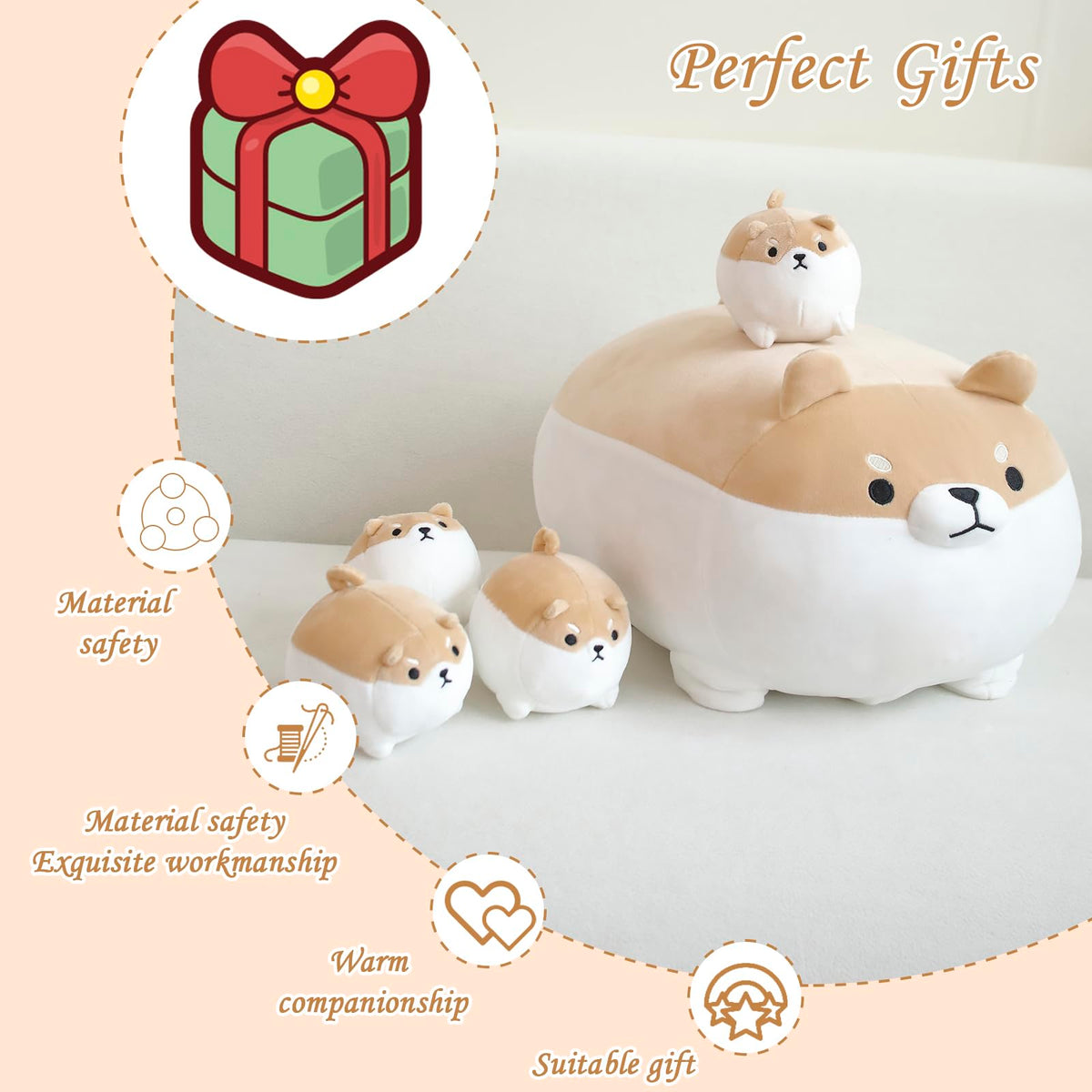 TOYSYM Double-sided plush pillow shown as bed or office decor.
