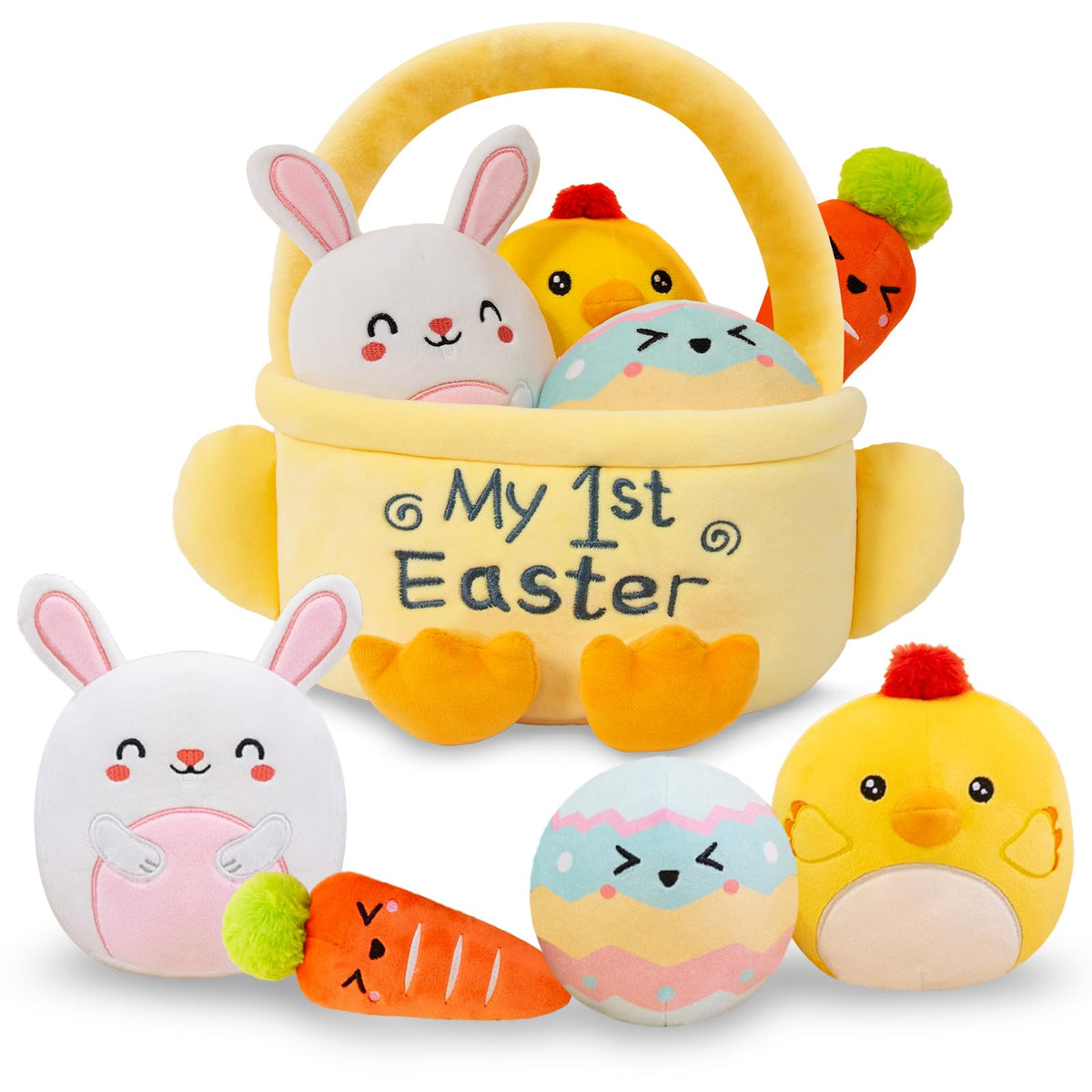 TOYSYM plush bunny with tie from the Easter basket, soft and cuddly for kids