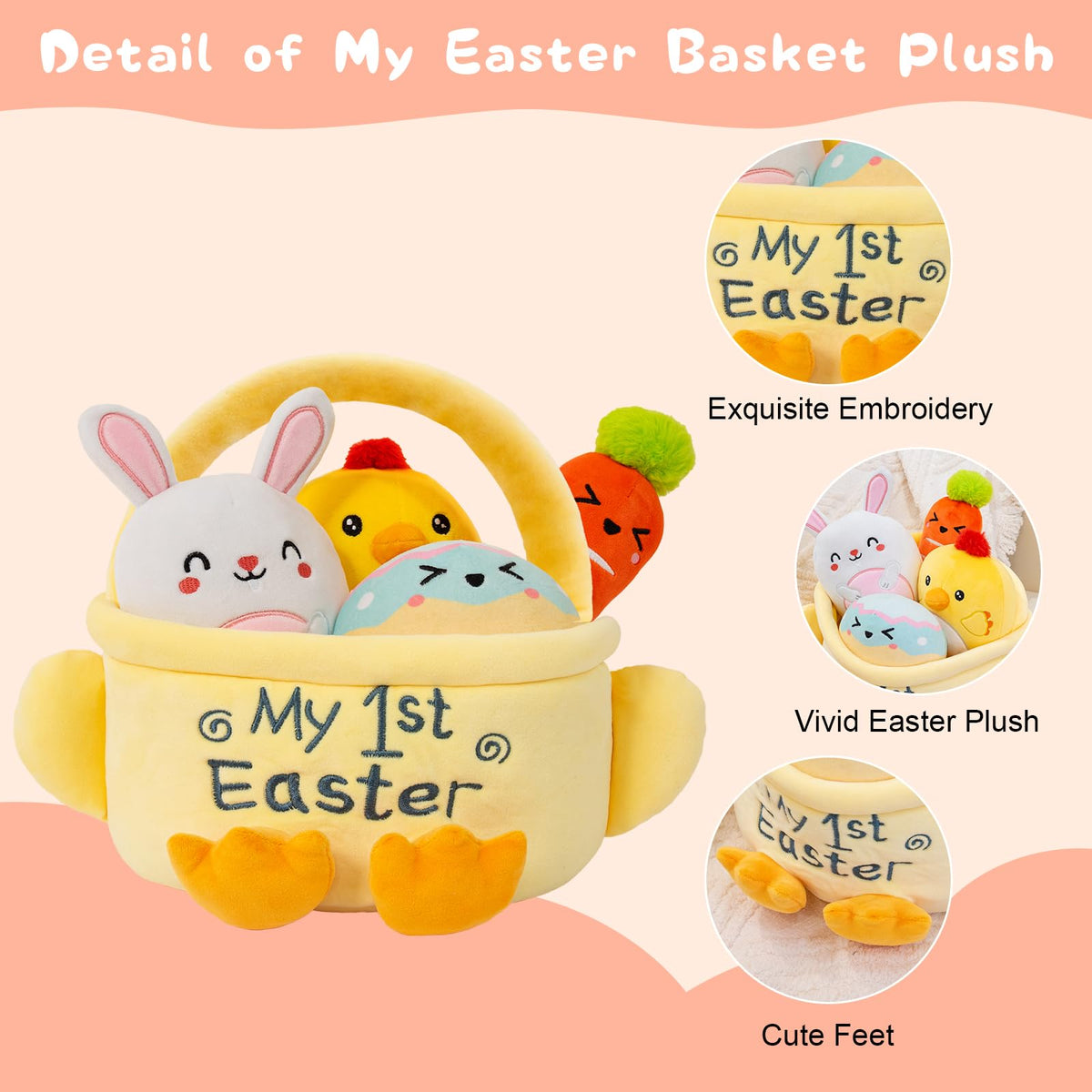 TOYSYM plush chick from the Easter basket, bright and cheerful for play