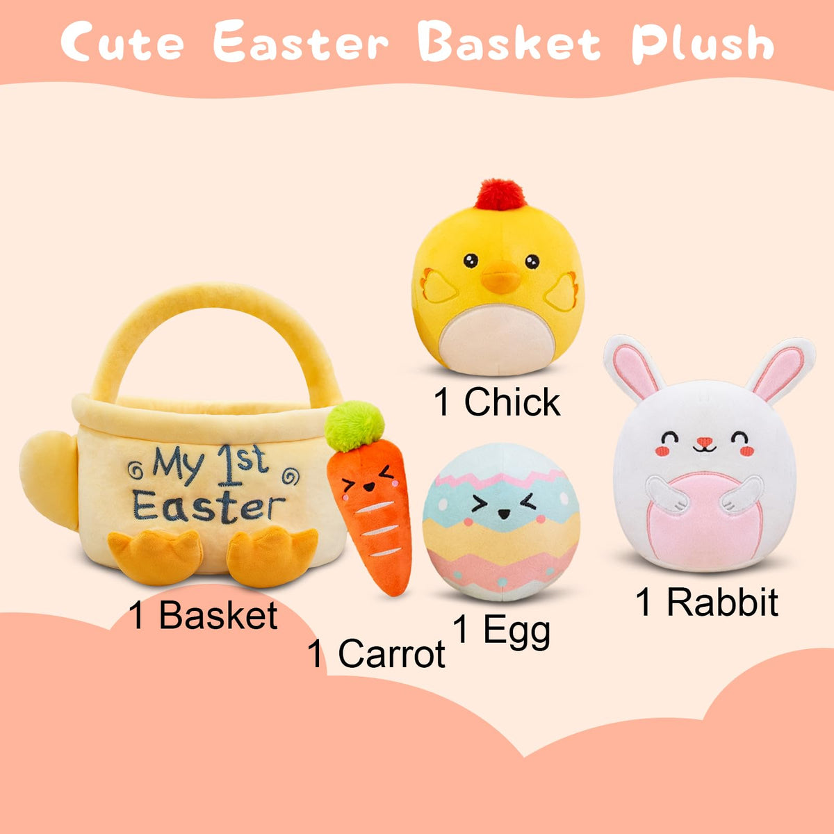 TOYSYM plush eggs from the Easter basket, colorful accents for storytelling