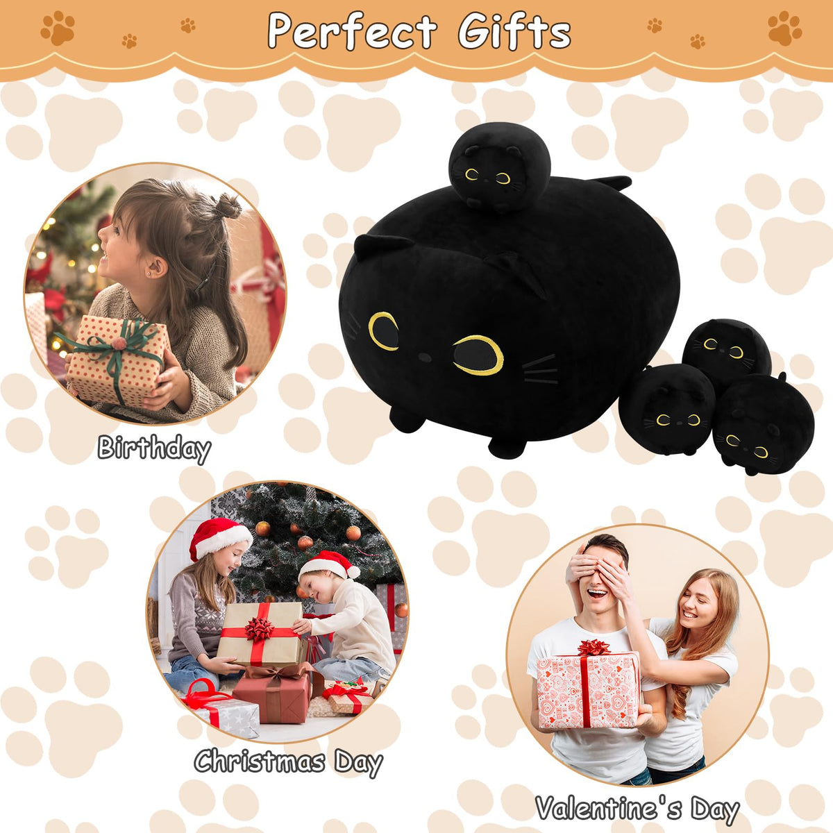 TOYSYM gift-ready black cat plush ideal for birthdays and holidays