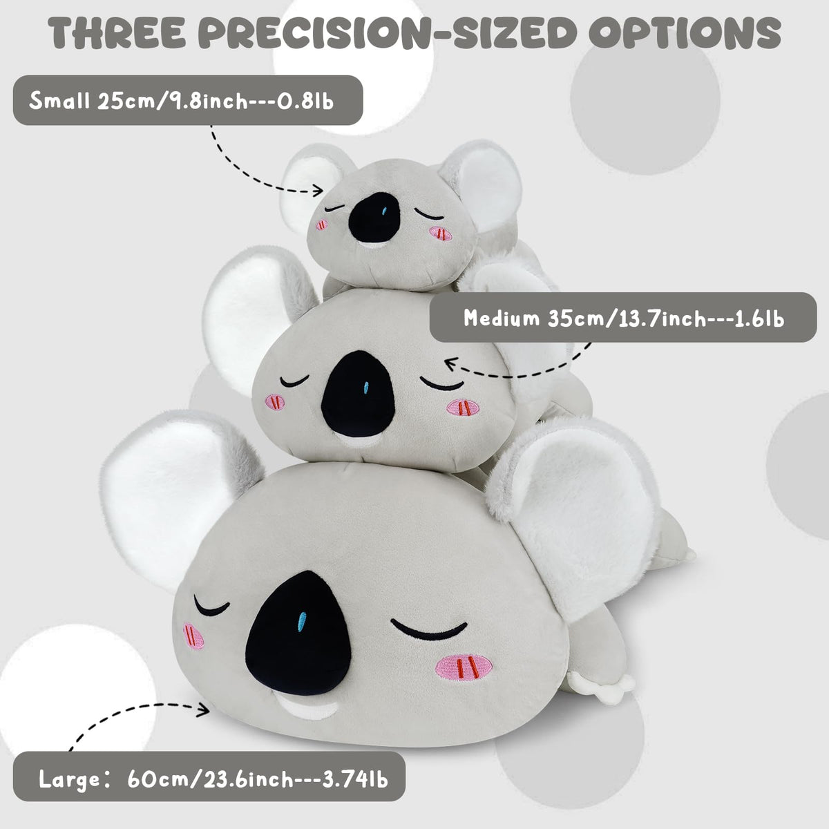 TOYSYM koala plush features machine-washable fabric for easy care.