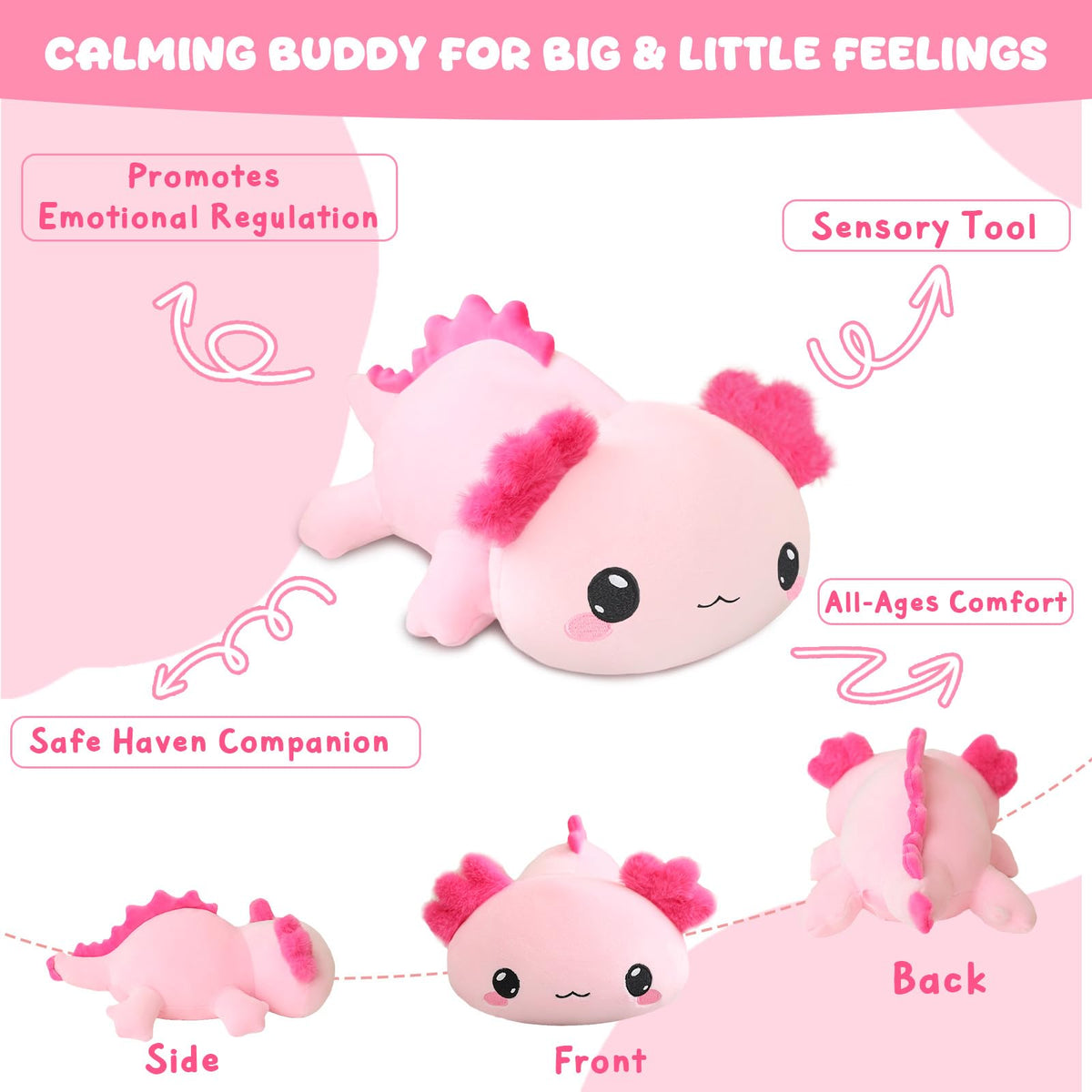 TOYSYM machine-washable axolotl for easy cleaning after play