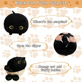 TOYSYM mommy cat with four removable babies and zipper feature for play and storytelling