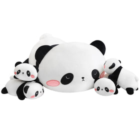TOYSYM panda stuffed animal with giant belly pillow for cozy hugs.