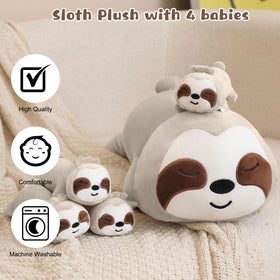 TOYSYM Sloth plush on bed for cuddle and comfort