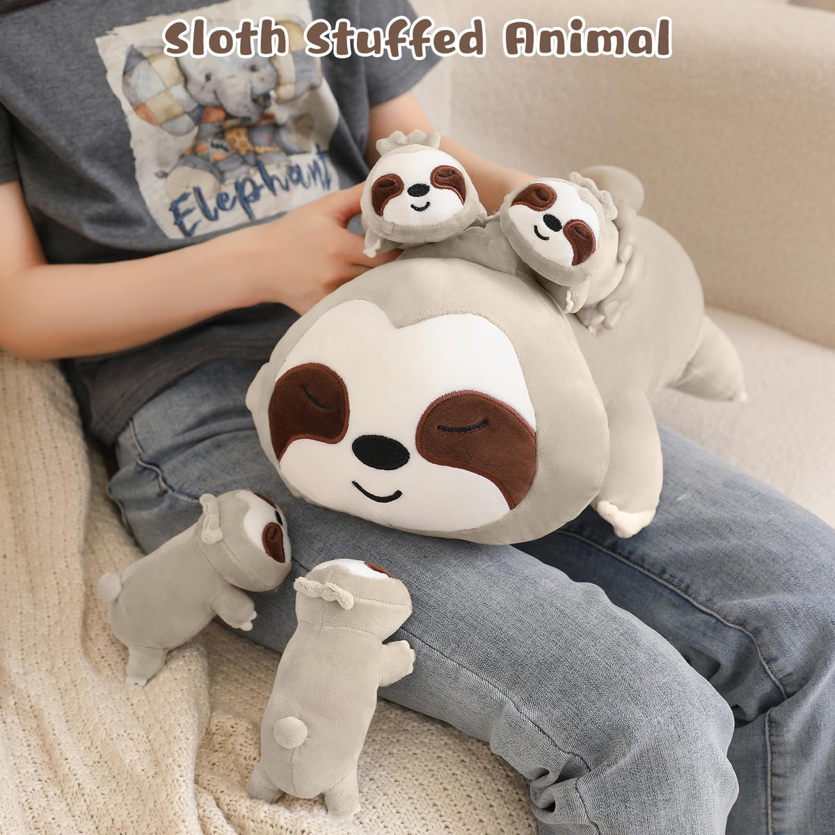 TOYSYM Sloth plush in living room decor adding warm ambience