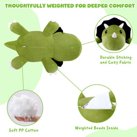 TOYSYM Triceratops weighted plush pillow-form showcases versatile decor and bedtime snuggling