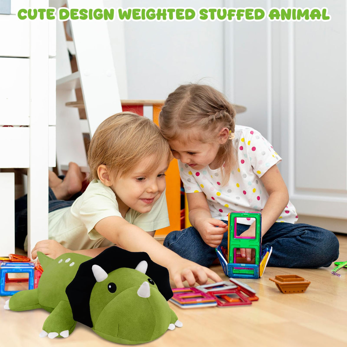 TOYSYM Triceratops weighted plush snuggle-ready pose promotes stress-free hugs and calm moments
