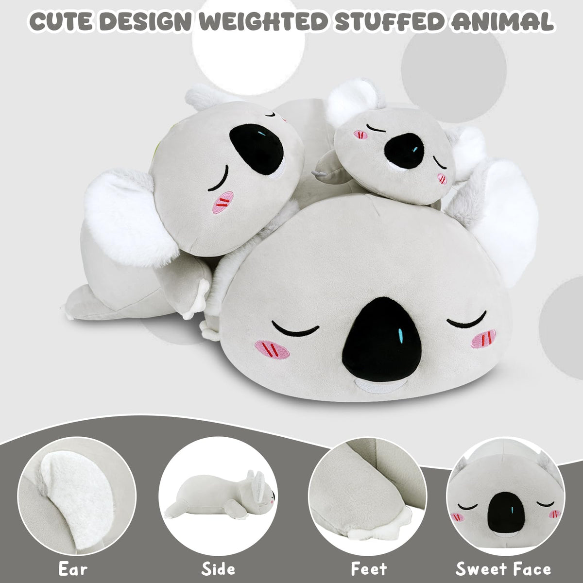 TOYSYM weighted koala in a hugging pose shows its cuddly appeal for kids.