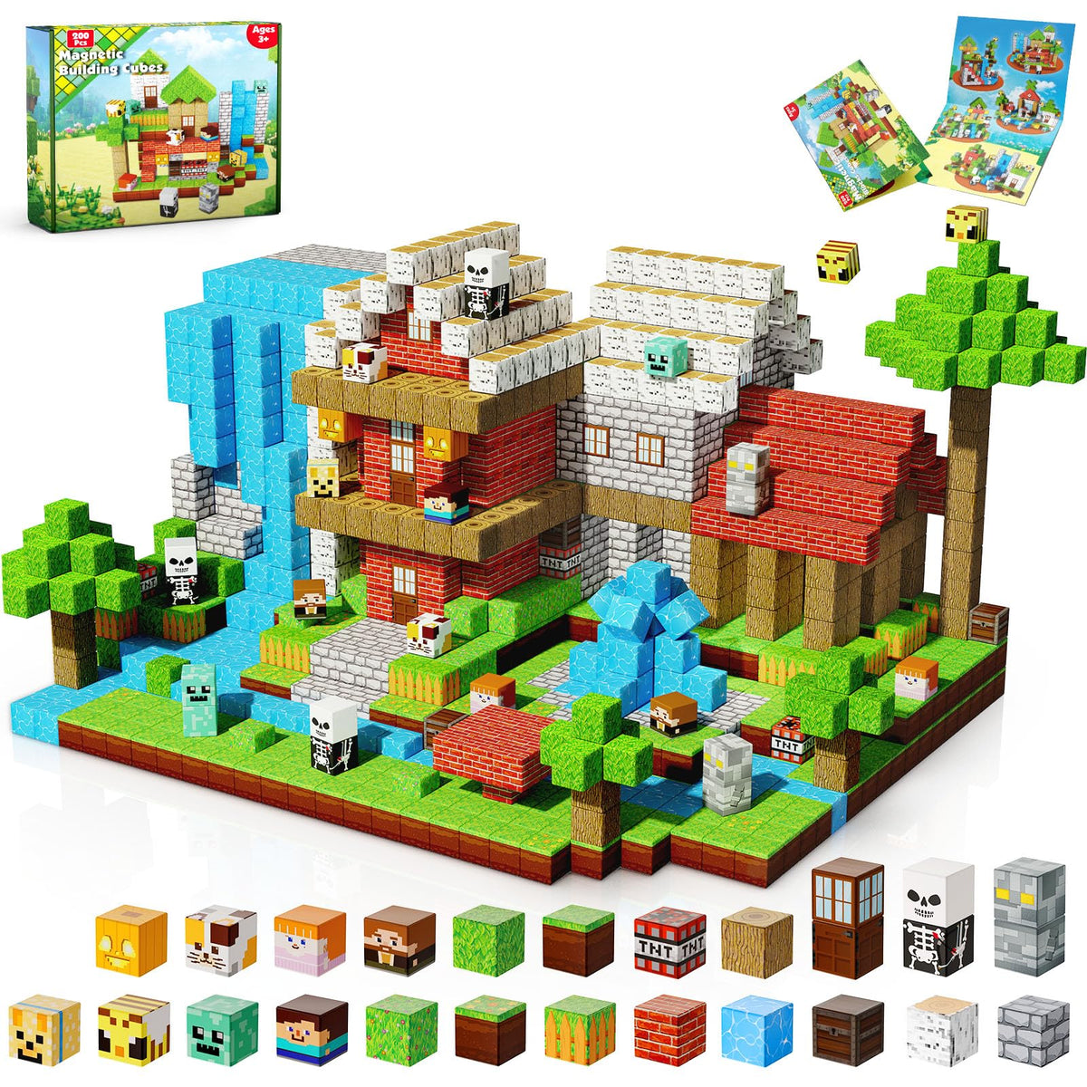 ToyUnited 200pcs magnetic blocks in vibrant colors for creative building sessions.