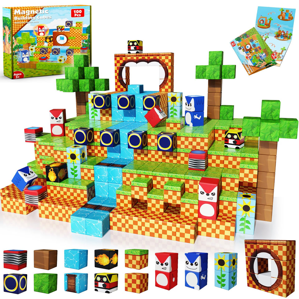 ToyUnited Magnetic Blocks 100pcs set with vibrant colors for creative building and STEM play.