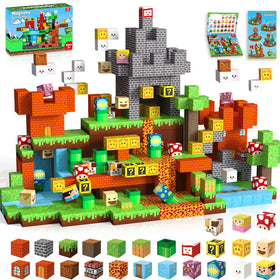 ToyUnited magnetic blocks 150pcs set stacked into a colorful tower for creative play.
