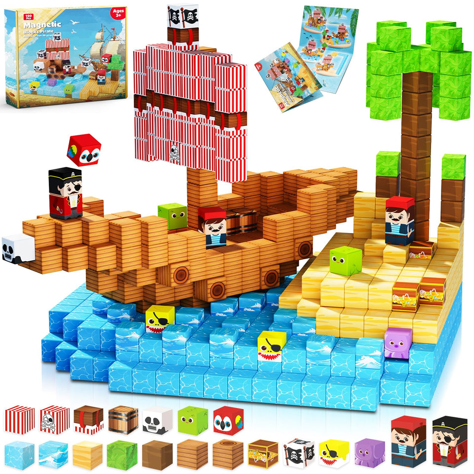 ToyUnited magnetic blocks pirate ship set boosts imaginative play and hands-on construction