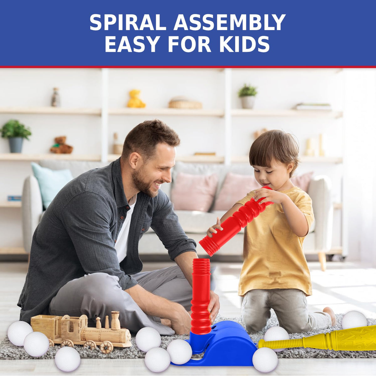 ToyVelt TBall indoor play area shows versatile practice at home.