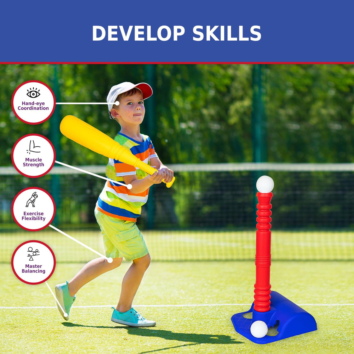 ToyVelt TBall outdoor play area ready for active practice and fresh air.