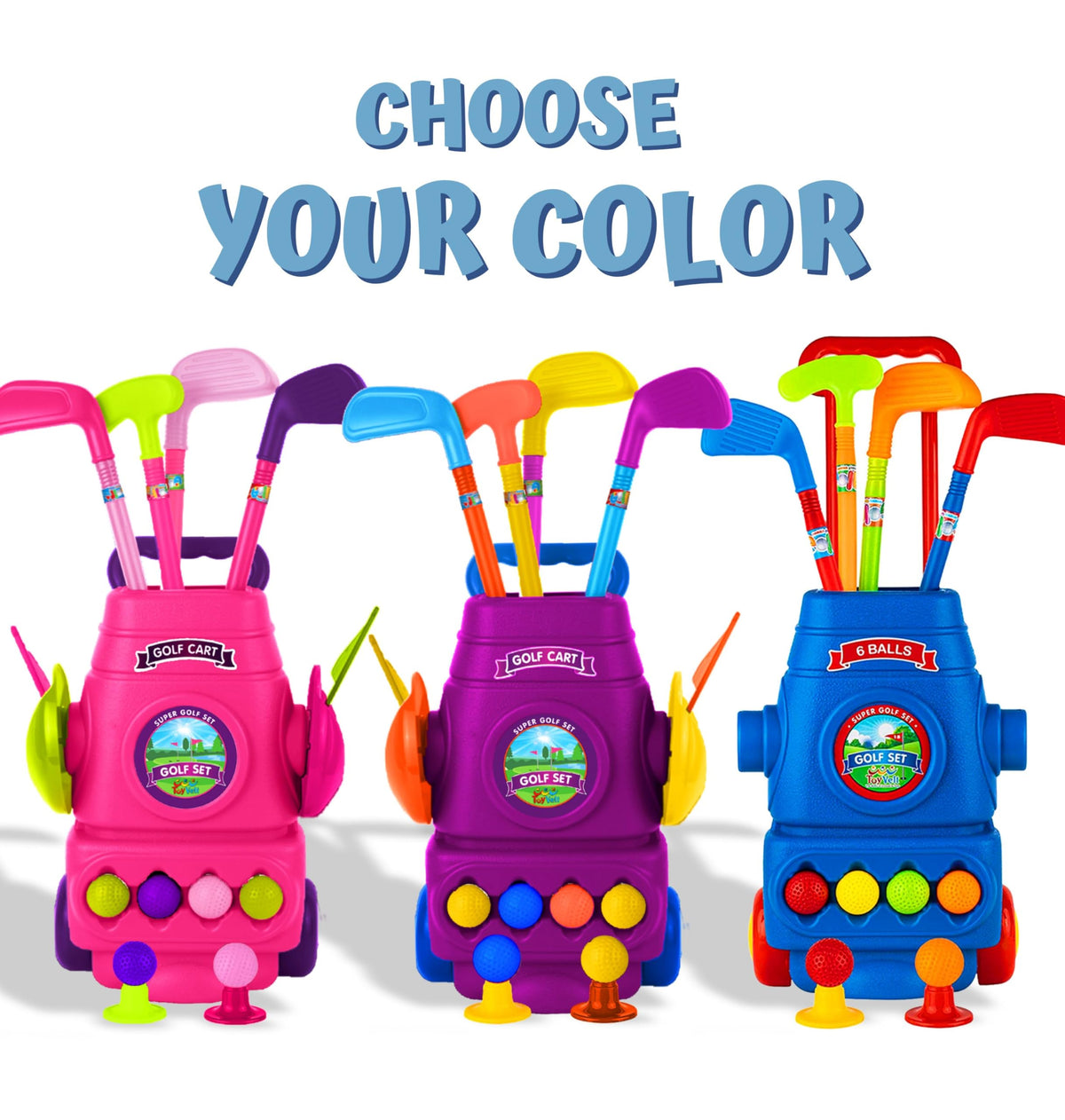 ToyVelt Toddler Golf Set blue indoor-outdoor play setup boosts motor skills