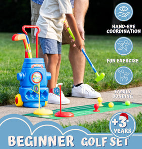ToyVelt Toddler Golf Set blue putting cups aid aim and focus for toddlers