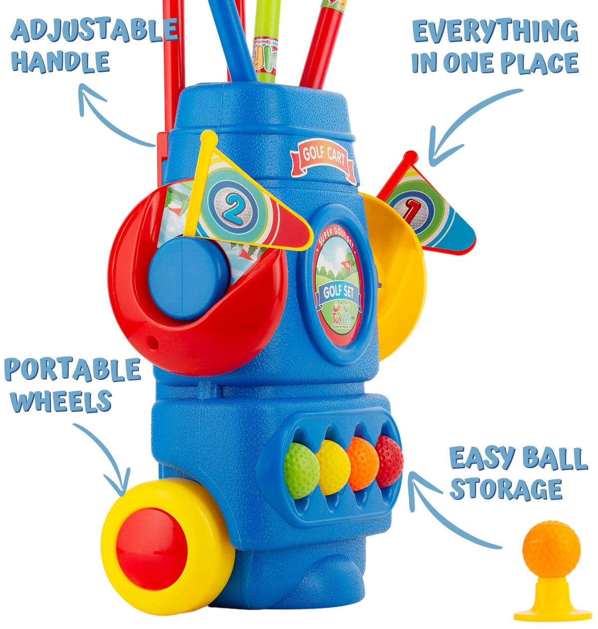 ToyVelt Toddler Golf Set blue putting mat encourages active learning through play