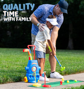 ToyVelt Toddler Golf Set blue storage bag keeps accessories organized