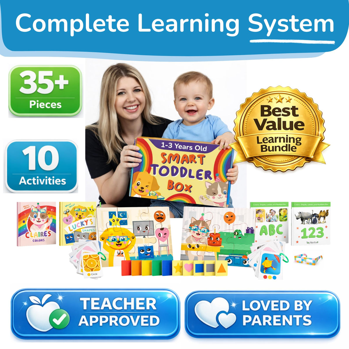TOYVENTIVE Busy Book for toddlers enables quiet play and color matching