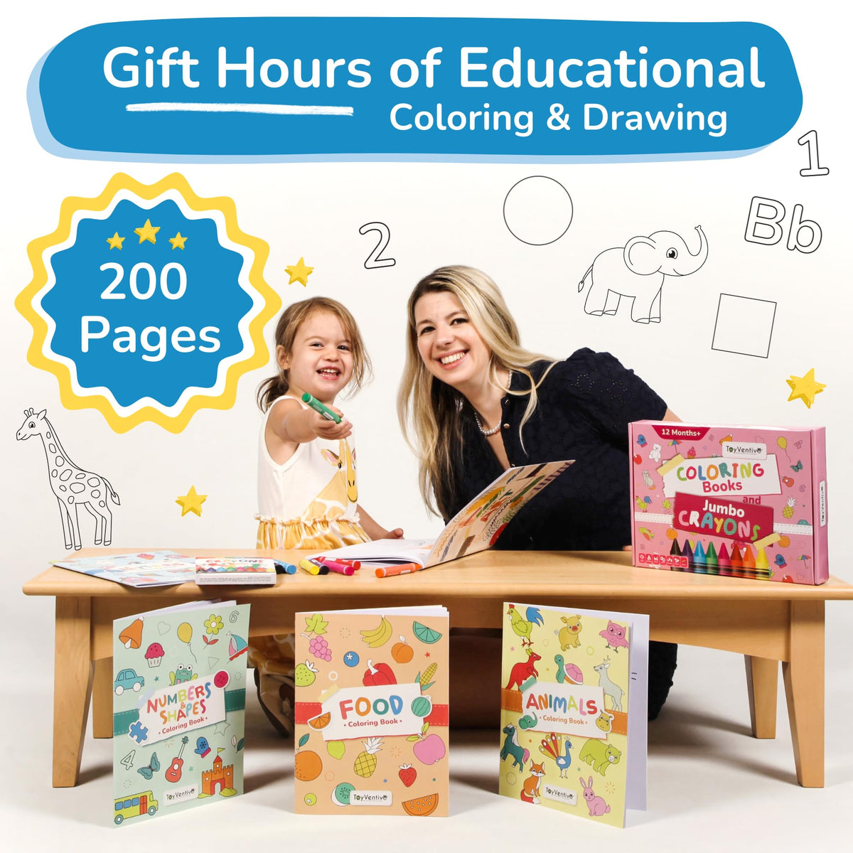 TOYVENTIVE educational worksheets kit reinforces early math and literacy through themed activities.