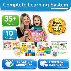 ToyVentive large laminated flashcards display vibrant visuals to aid letter and number recognition.