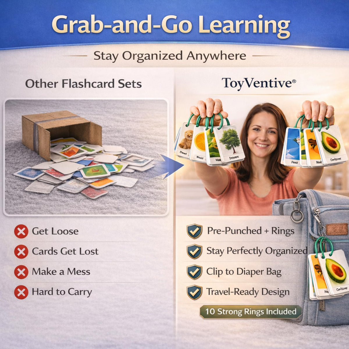 TOYVENTIVE Montessori cards covering numbers colors and shapes for structured learning
