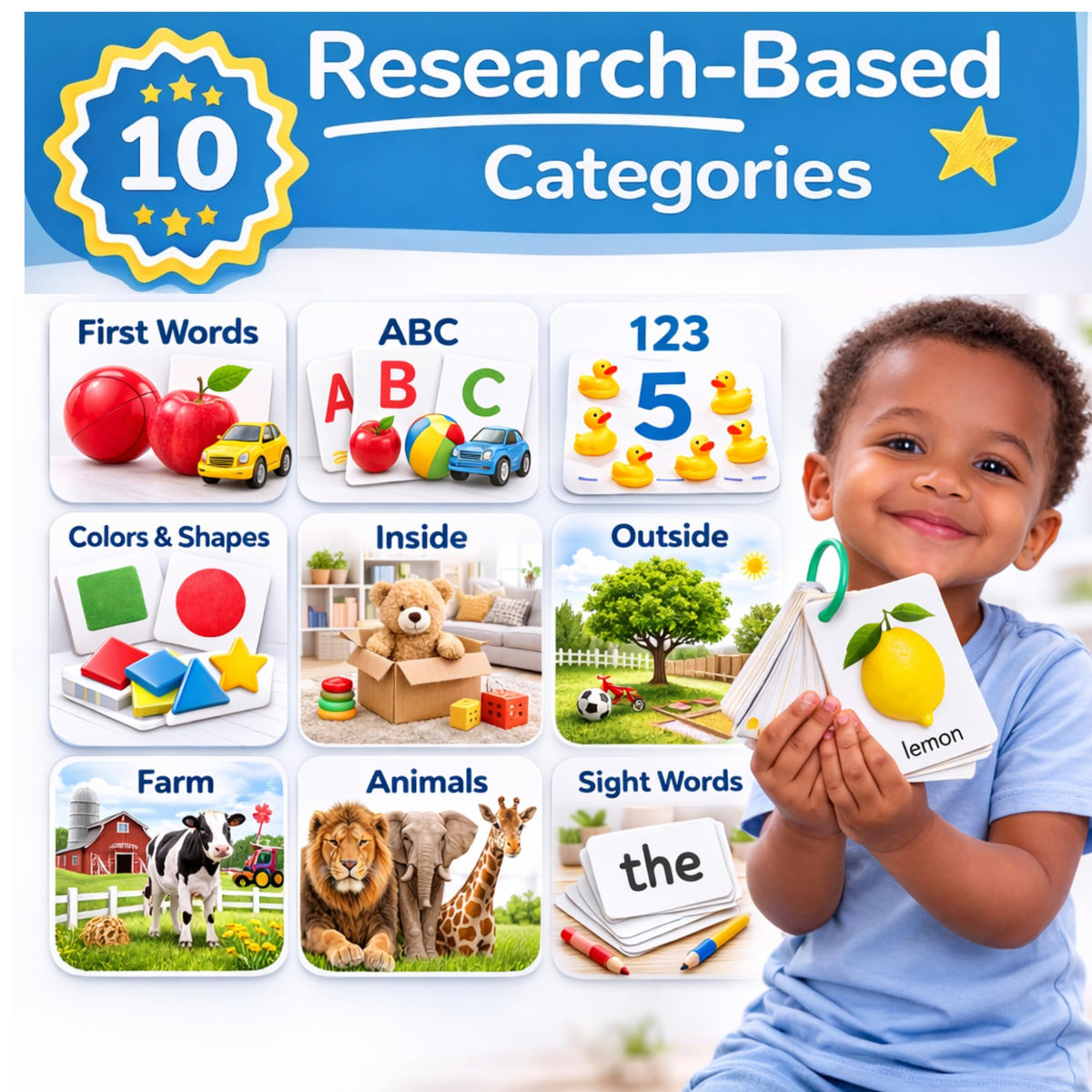TOYVENTIVE preschool learning flash cards support guided play and independent practice