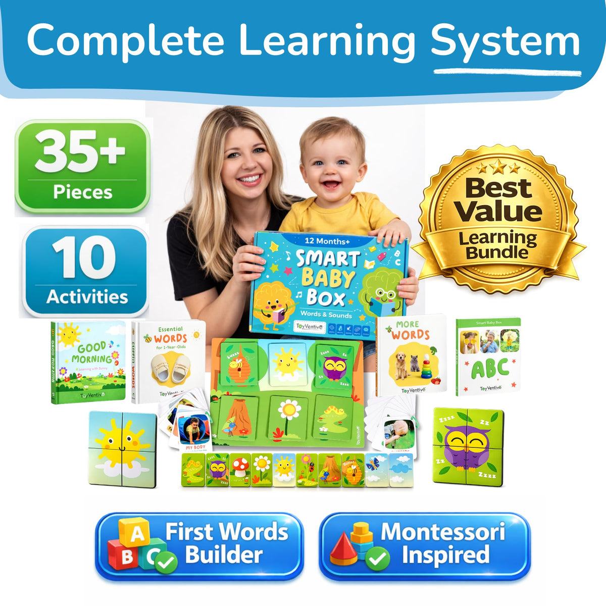 TOYVENTIVE Smart Baby Box flash cards image promoting vocabulary building at home