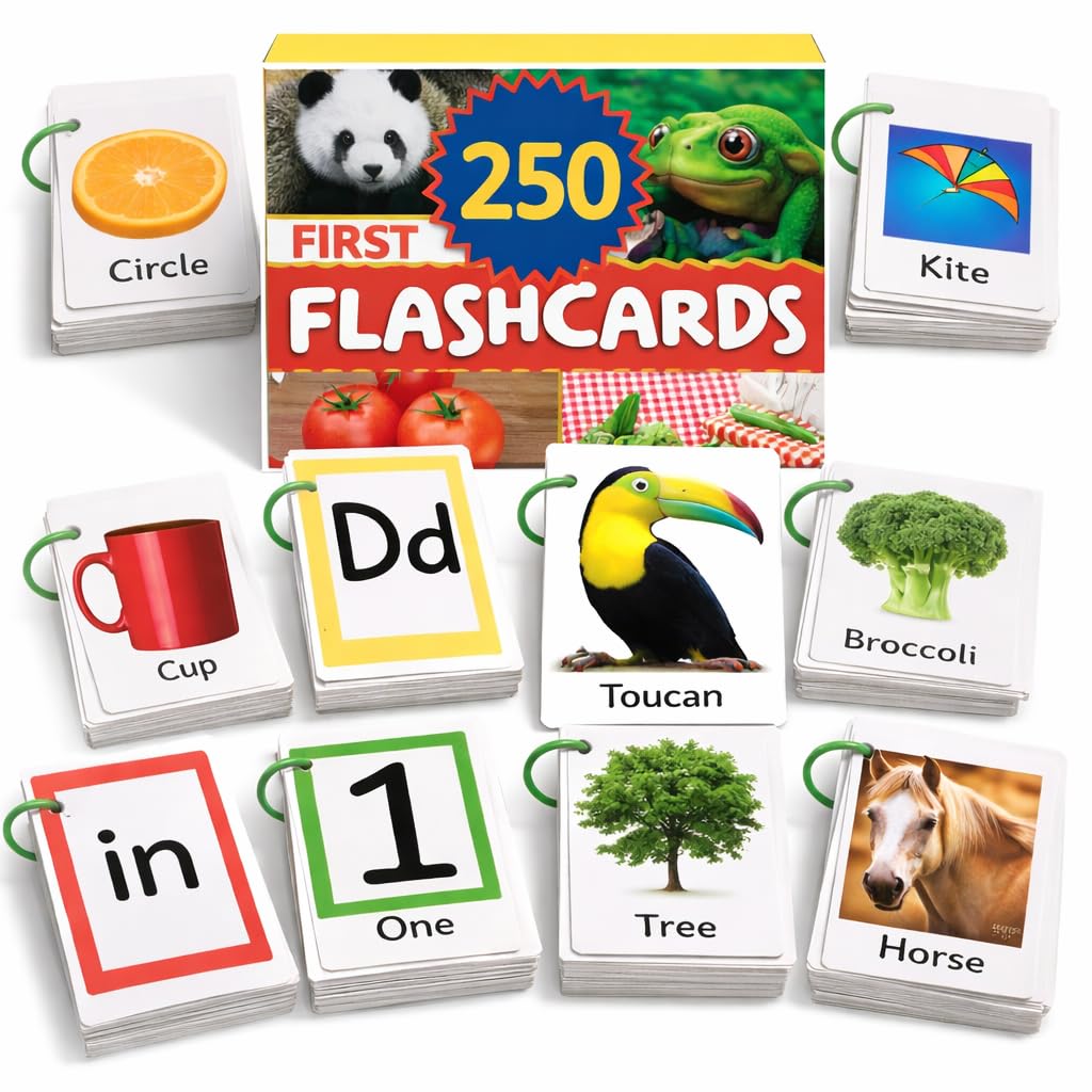 TOYVENTIVE thick learning flash cards with rings for durable toddler practice