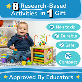 TOYVENTIVE wooden activity cube abacus supports counting and early math during play