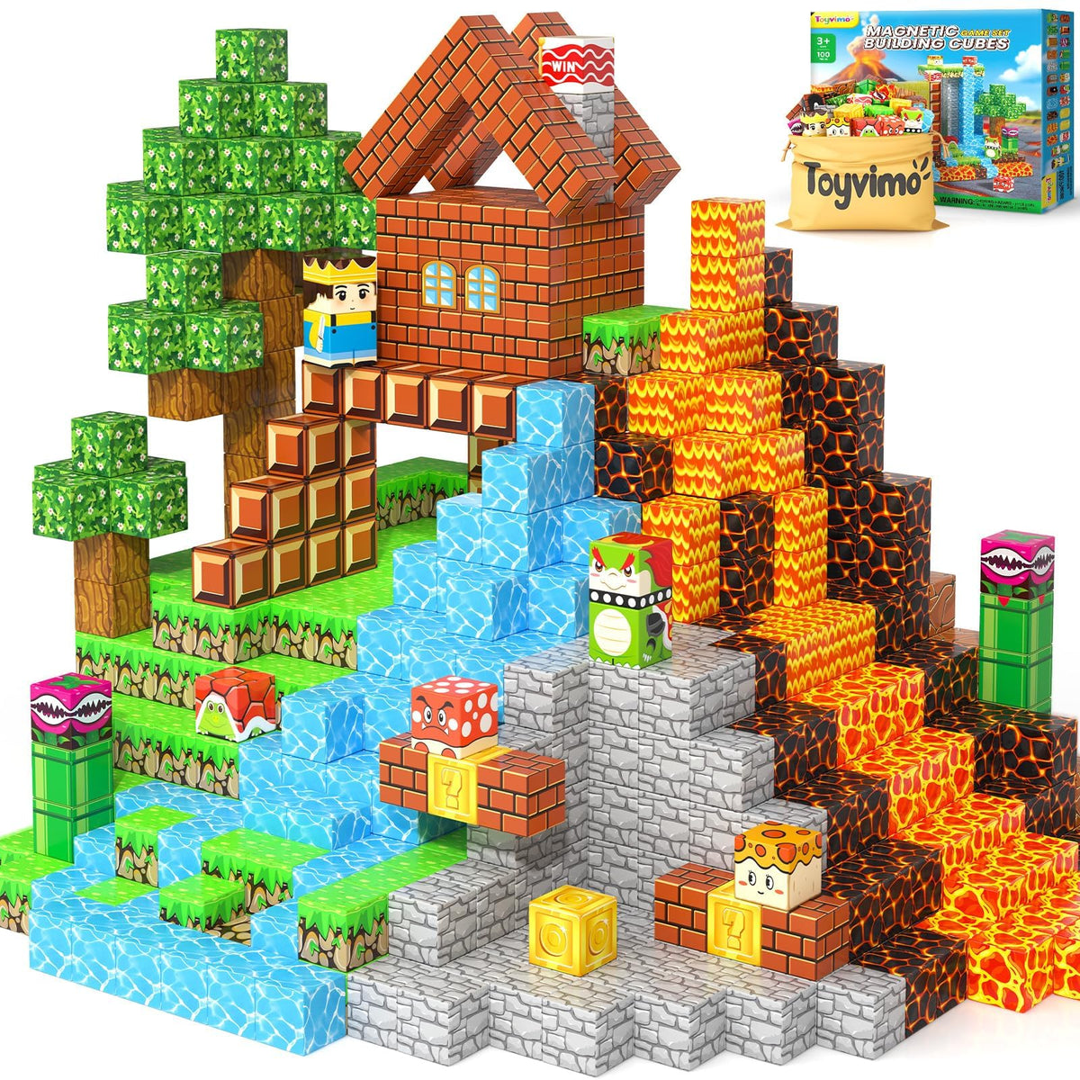 Toyvimo magnetic blocks forest scene that boosts imaginative play and spatial thinking