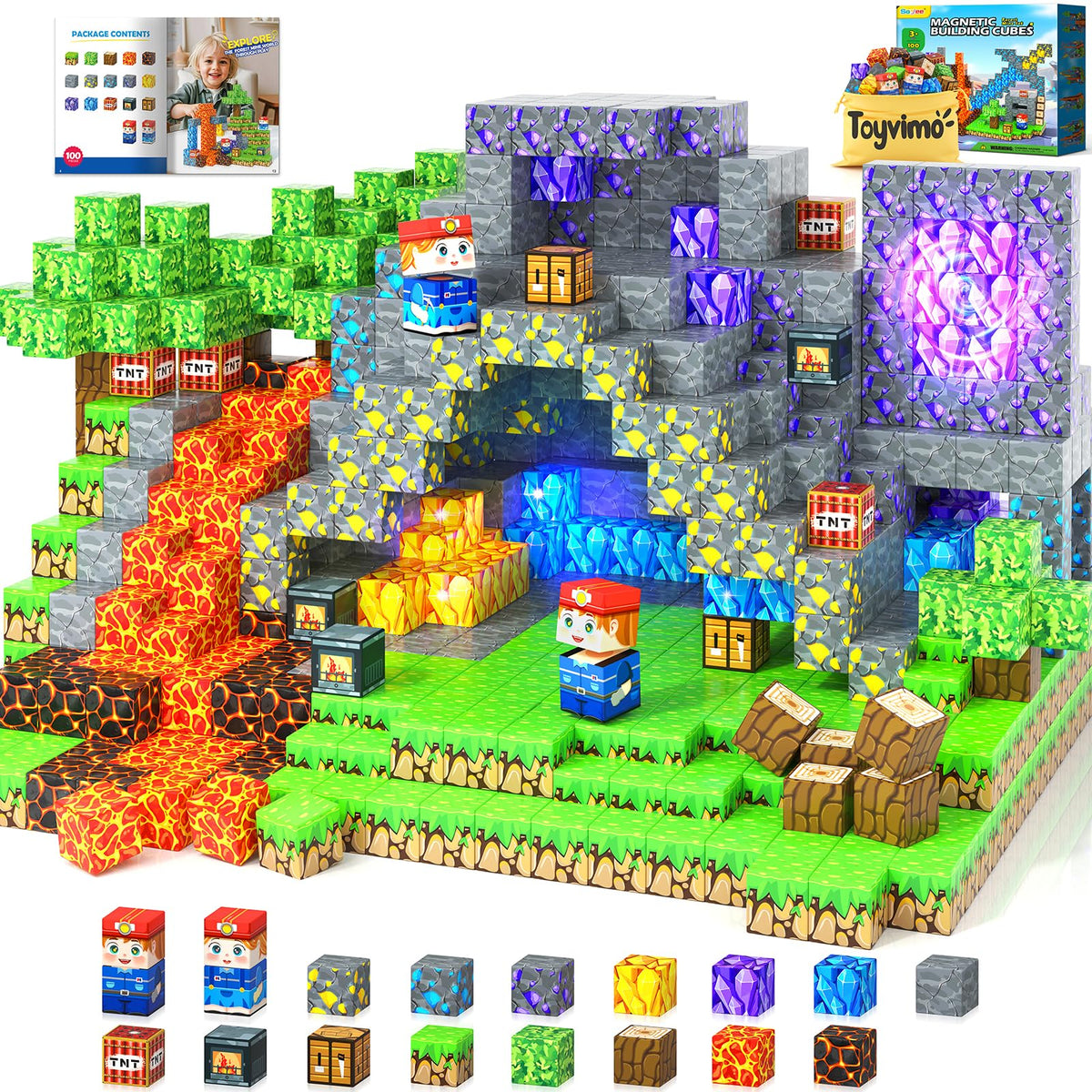 Toyvimo magnetic blocks forest world promote imaginative play and fine motor skills