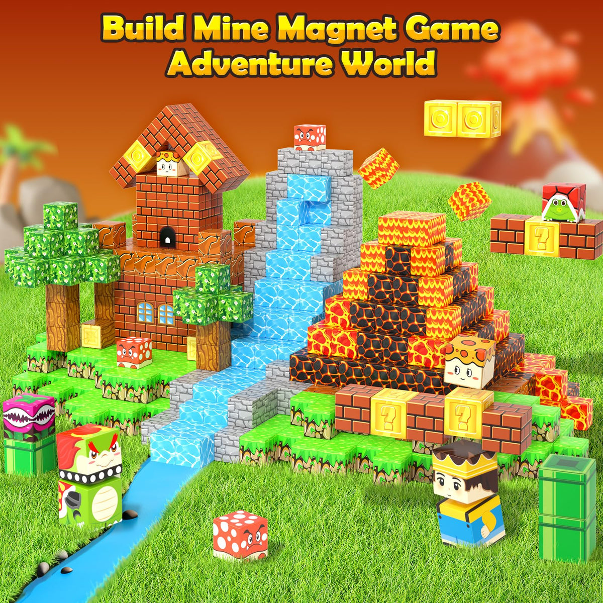 Toyvimo magnetic blocks build a river crossing for problem solving