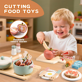 Toywoo cuttable play food with Velcro for repeated use and creative meal play.