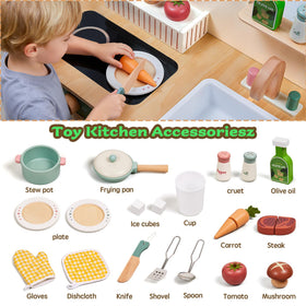 Toywoo Wooden Play Food Set enhances imaginative pretend meals.