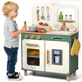 Toywoo Kids Play Kitchen sink area for pretend dishwashing and cleanup.