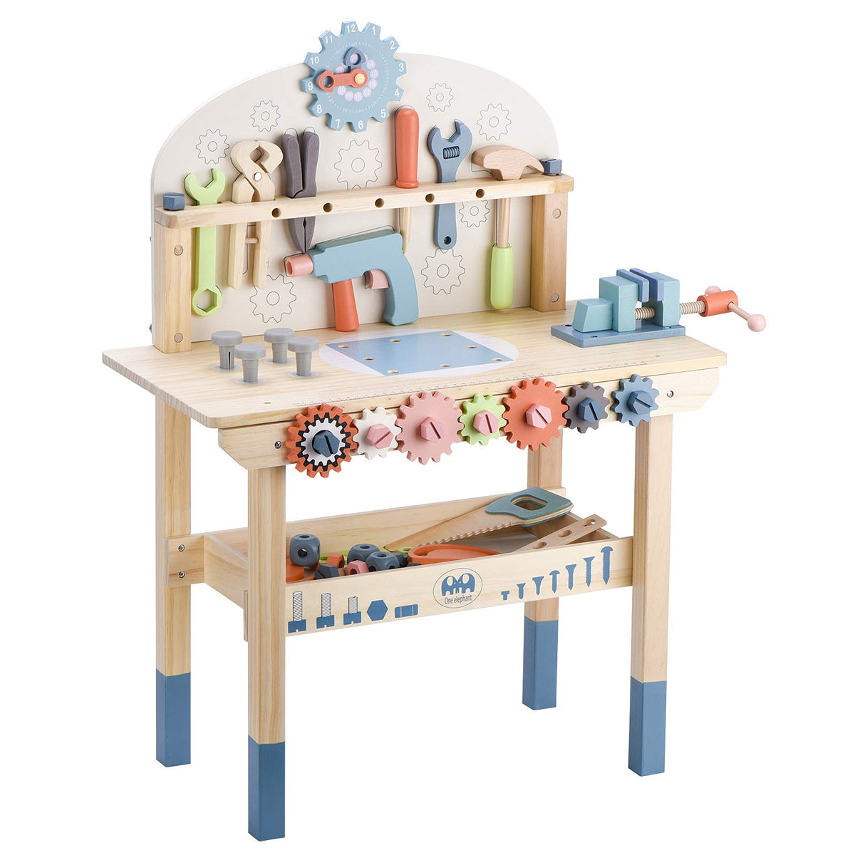 Toywoo tool bench for kids with wooden tools, inviting imaginative construction play