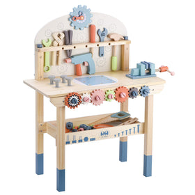 Toywoo tool bench for kids with wooden tools, inviting imaginative construction play
