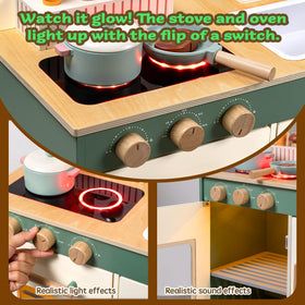 Toywoo Wooden Kitchen Oven Door for realistic role-play access.
