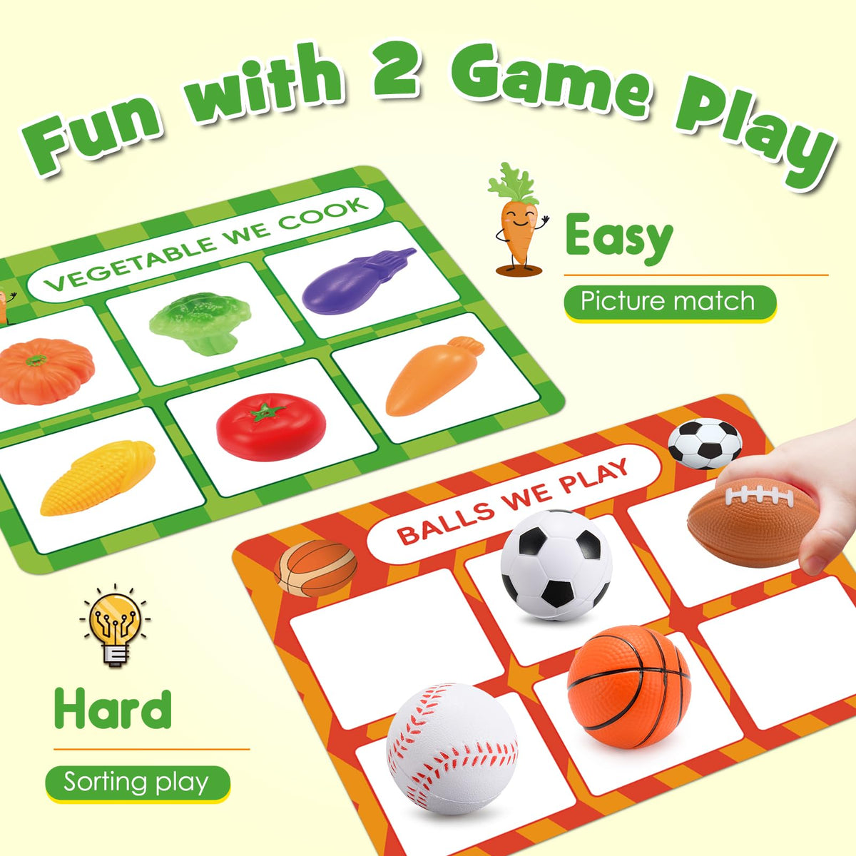 Toyze miniatures for sorting promote tactile learning and matching skills.