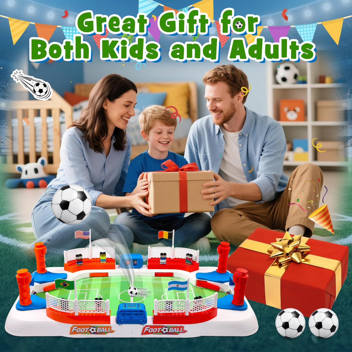 Toyze table-top football promotes friendly family bonding and competitive play.