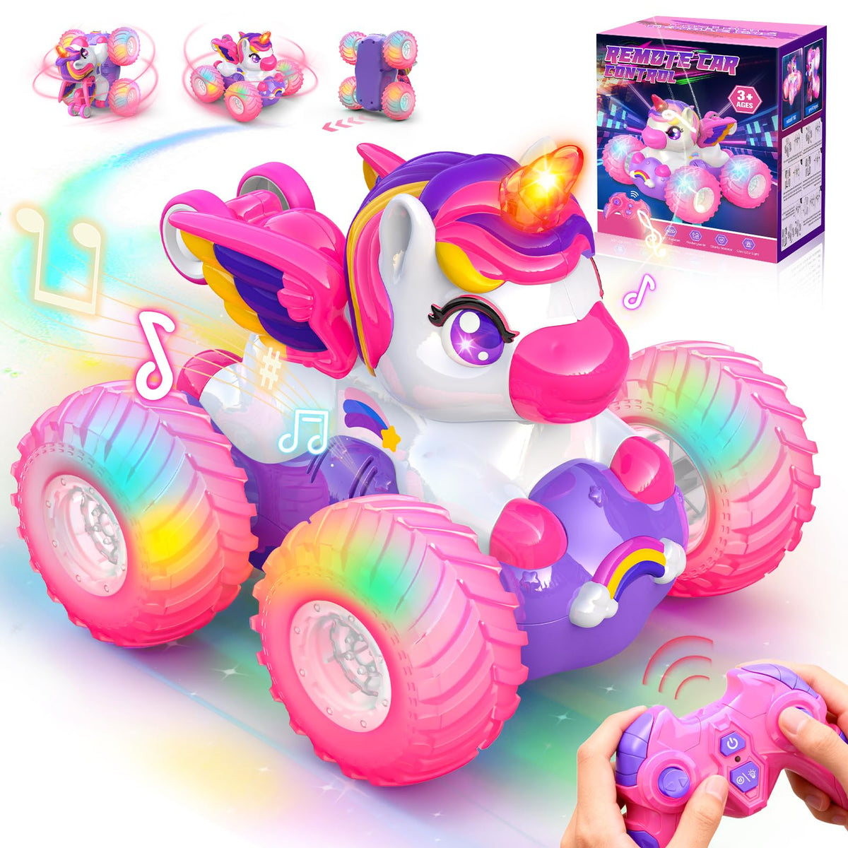 Toyze Unicorn RC car showcasing 360-degree rotation for dynamic play sessions