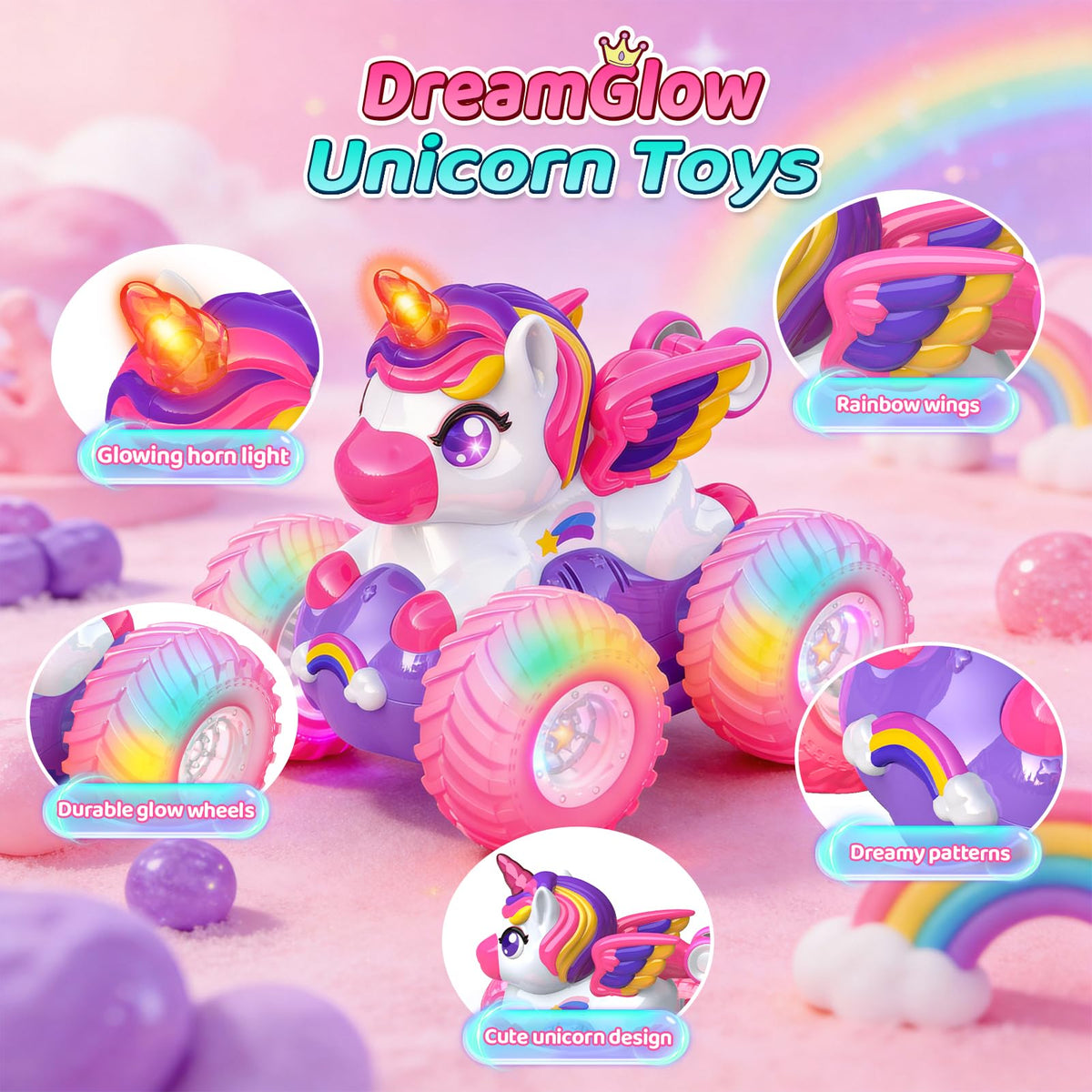Toyze Unicorn RC car in pink unicorn design for young riders