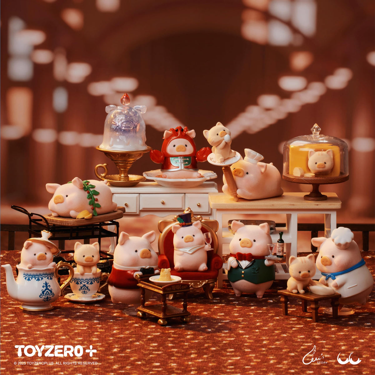TOYZERO Pigchelin restaurant mystery boxes; eight surprises inside for collector unboxing thrill.