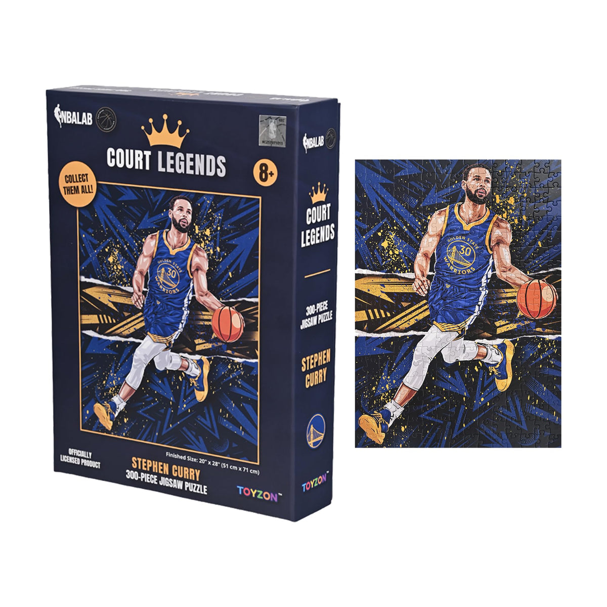 Toyzon Court Legends Stephen Curry 300pc puzzle cover art—great for display or gifting.