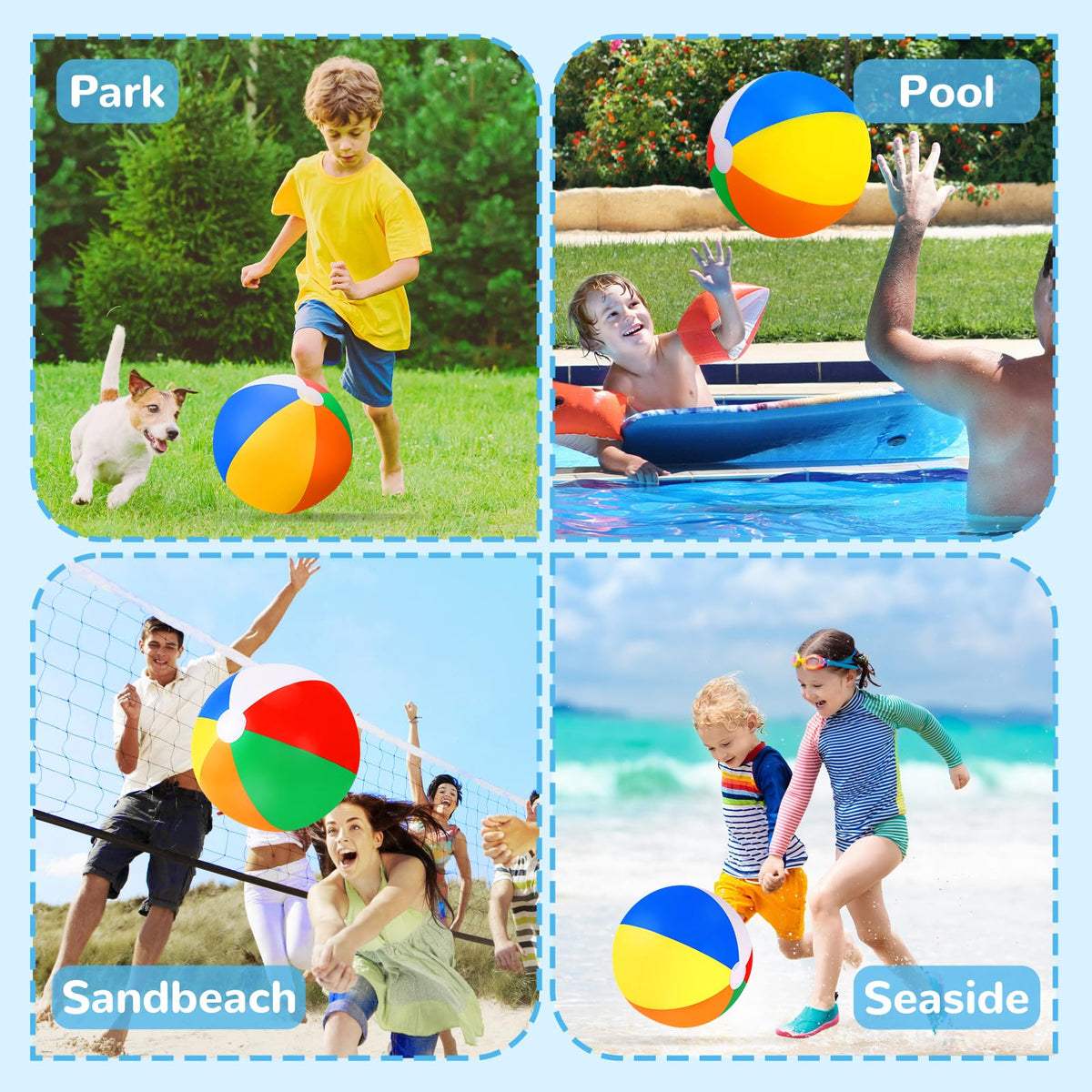 TPCHOIE adults at pool party using rainbow beach balls for fun games
