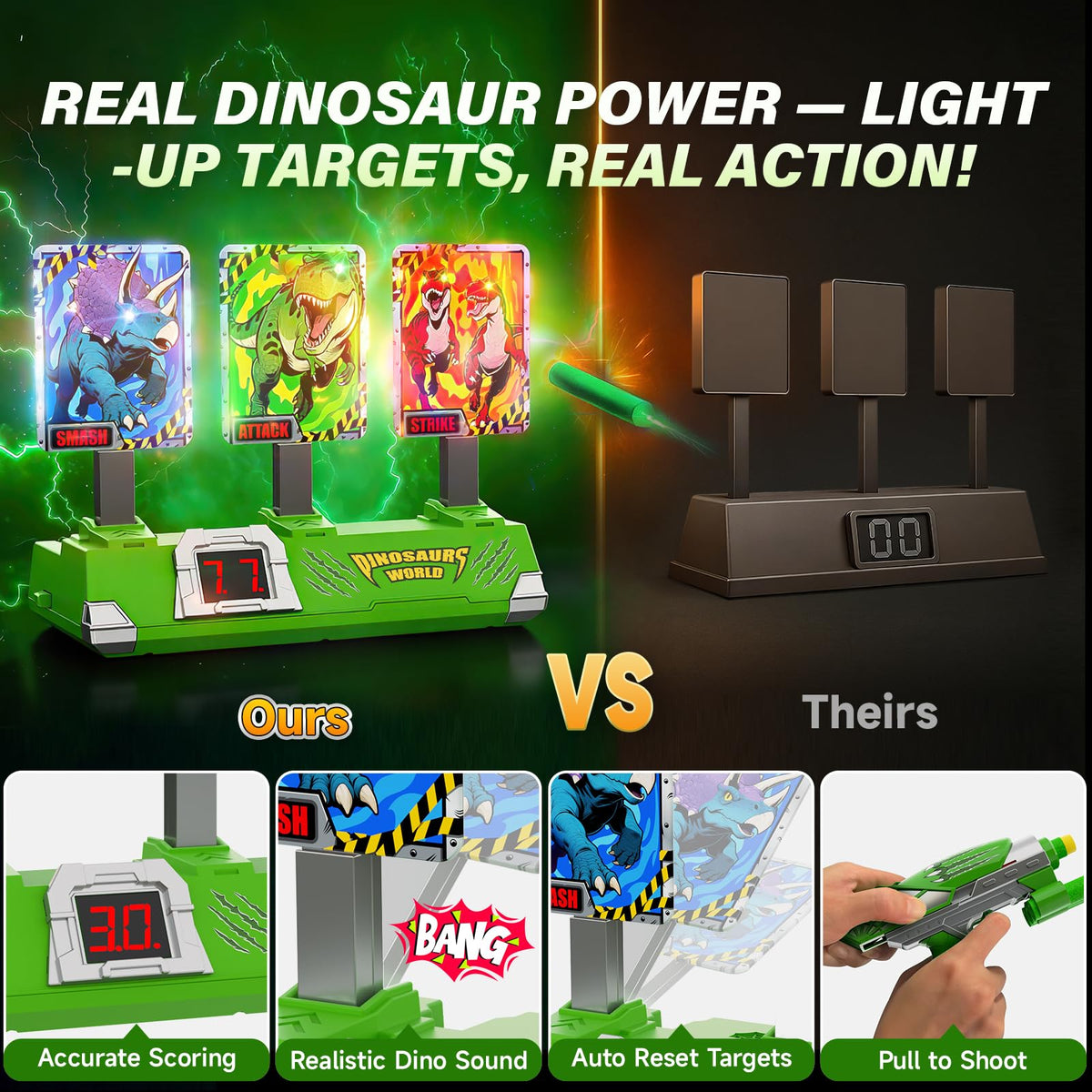 Tqeieu dino-blaster in action promoting fast-paced target practice