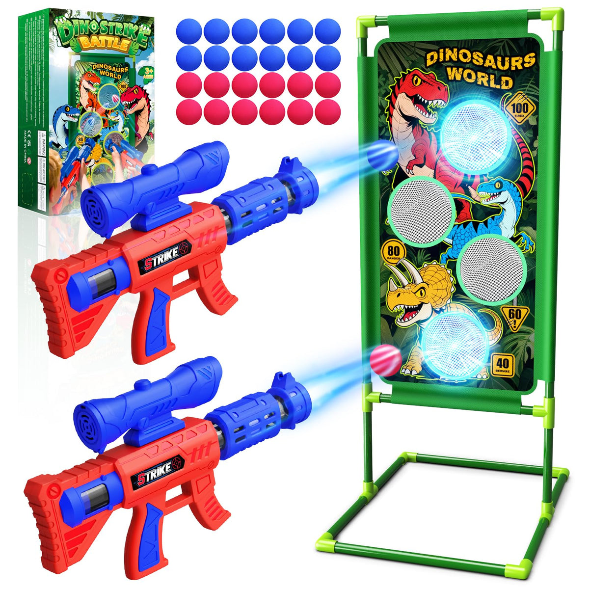 Tqeieu dinosaur shooting set with launchers for dynamic indoor outdoor play